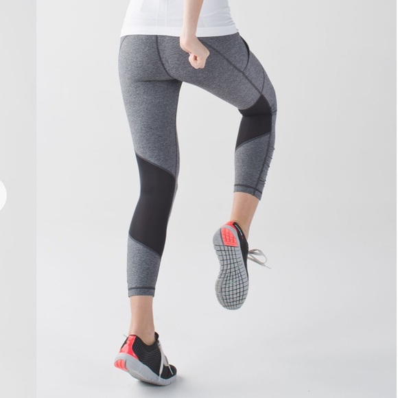 Lululemon Speed Up Crop Heathered Gray/Black Full On Luxtreme - Picture 4 of 12